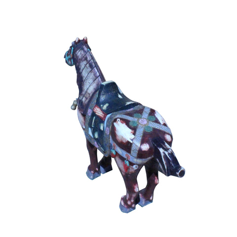 Chinese Vintage Oriental Bone Tiles War-field Art Decor Horse Figure cs5239S