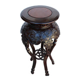 Chinese Huali Rosewood Two Brown Round Curved Legs Plant Stand cs5249S