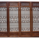 Chinese Brown Geometric Pattern Theme Wood Panel Floor Screen cs5260S