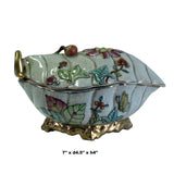 Vintage Oriental Handmade White Crackle Porcelain Box Container cs5274S