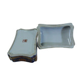 Vintage Oriental Flower Graphic Porcelain Rectangular Box Container cs5279S