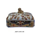 Vintage Oriental Flower Graphic Porcelain Rectangular Box Container cs5279S