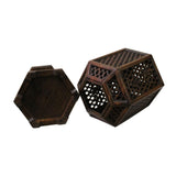Chinese Hauli Wood Hexagon Shape Shade Carving Table Lamp cs5298S