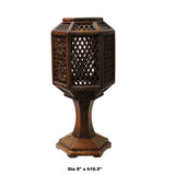 Chinese Hauli Wood Hexagon Shape Shade Carving Table Lamp cs5298S