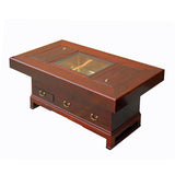 Oriental Rectangular Bold Thick Wood Drawers Coffee Table cs5305S