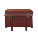 Asian Brown Stain Korean Style Trunk Storage Chest Table cs5312S
