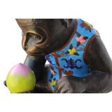 Handmade Brown Bronze Metal Ape Monkey with Peach Figure cs5314S