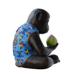 Handmade Brown Bronze Metal Ape Monkey with Peach Figure cs5314S