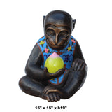 Handmade Brown Bronze Metal Ape Monkey with Peach Figure cs5314S