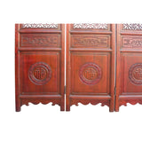 Chinese Reddish Brown Stain 4 Seasons Flower Wood Panel Floor Screen cs5321S