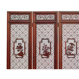 Chinese Reddish Brown Stain 4 Seasons Flower Wood Panel Floor Screen cs5321S