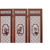Chinese Reddish Brown Stain 4 Seasons Flower Wood Panel Floor Screen cs5321S