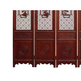 Chinese Reddish Brown Stain 4 Seasons Flower Wood Panel Floor Screen cs5321S
