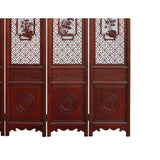 Chinese Reddish Brown Stain 4 Seasons Flower Wood Panel Floor Screen cs5321S