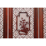 Chinese Reddish Brown Stain 4 Seasons Flower Wood Panel Floor Screen cs5321S