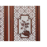 Chinese Reddish Brown Stain 4 Seasons Flower Wood Panel Floor Screen cs5321S