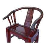 Red Lacquer Oriental Horse Shoe Curve Shape Accent Fusion Chair cs5359S