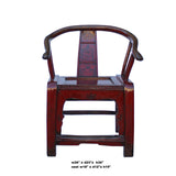 Red Lacquer Oriental Horse Shoe Curve Shape Accent Fusion Chair cs5359S