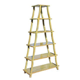 yellow lacquer - ladder shape cabinet - display bookcase