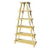 yellow lacquer - ladder shape cabinet - display bookcase