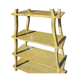 Distressed Yellow 5 Shelves Triangle Ladder Shape Bookcase Display Cabinet cs5416S