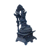 Vintage Iron Metal Finish Rustic Kwan Yin On Pedestal Statue cs5456S