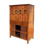 Chinese Brown Open Panel Relief Carving Storage Stack Cabinet cs5460S