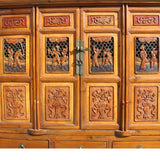 Chinese Brown Open Panel Relief Carving Storage Stack Cabinet cs5460S