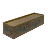Chinese Distressed Yellow Lacquer Chinoiserie Long Rectangular Treasure Box cs5461S