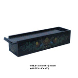 Chinese Distressed Black Lacquer Chinoiserie Long Rectangular Treasure Box cs5462S