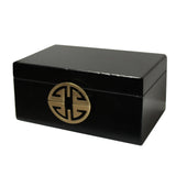 rectangular box - black accent box - oriental leather box