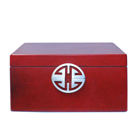 red lacquer box - rectangular box - oriental storage box