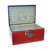 Oriental Round Hardware Red Rectangular Container Box Medium cs5516BS