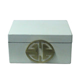 Oriental Round Hardware White Rectangular Container Box Medium cs5518BS