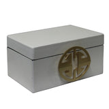 white lacquer box - rectangular box - oriental storage box