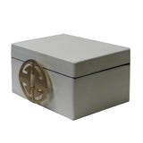 white lacquer box - rectangular box - oriental storage box