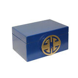 blue lacquer box - oriental storage box - rectangular box
