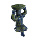 Oriental Vintage Ceramic Yellow Blue Flower Man Holding Dish Figure cs5220S