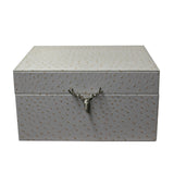 Oriental Deer Head Accent Cream White Rectangular Container Box cs5522S
