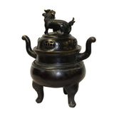 Chinese Oriental Dark Brown Bronze Metal Incense Burner Display cs5523S