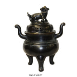 Chinese Oriental Dark Brown Bronze Metal Incense Burner Display cs5523S