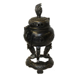 Chinese Oriental Dark Brown Bronze Metal Incense Burner Display cs5528S