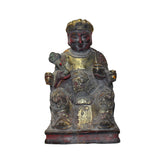 chinese home guardian - wood statue - oriental deity figure