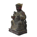 chinese home guardian - wood statue - oriental deity figure