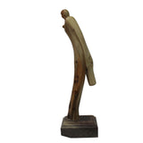 Chinese Cypress Wood Carved Irregular Shape Happy Buddha Statue cs5549S