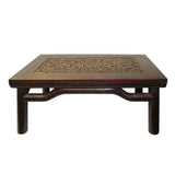 Brown Oriental Round Legs Dragon Rectangular Display Table Stand cs5577S