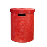 red round bucket - vinyl leather round basket - round basket w lid
