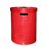 Leather Vinyl Cover Red Round Bucket Container Box Small cs5601BS