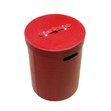 red round bucket - vinyl leather round basket - round basket w lid