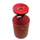 Leather Vinyl Cover Red Round Bucket Container Box Large cs5601AS